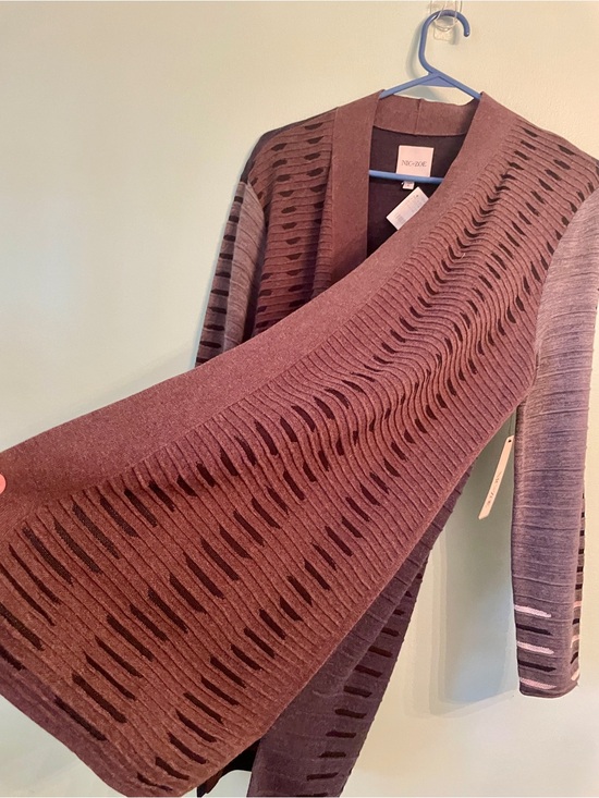 NIC+ZOE Sweaters - NIC+ZOE Two-Tone Brown Open Front Long Cardigan